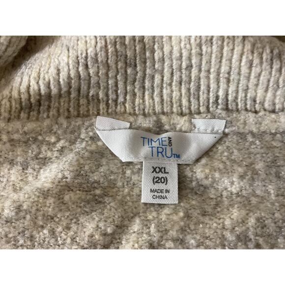 Time and Tru Womens 2XL Beige Sweater V Neck Pullover Soft Knit Long Sleeve Cozy - Picture 3 of 9
